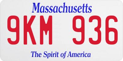 MA license plate 9KM936