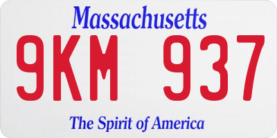 MA license plate 9KM937