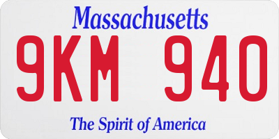 MA license plate 9KM940