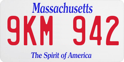 MA license plate 9KM942