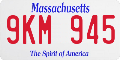 MA license plate 9KM945