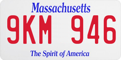 MA license plate 9KM946