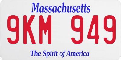 MA license plate 9KM949