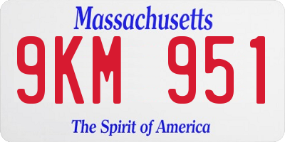 MA license plate 9KM951