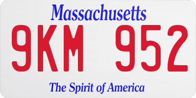 MA license plate 9KM952