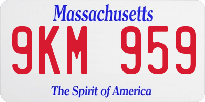 MA license plate 9KM959