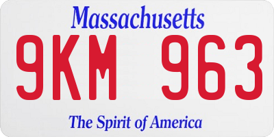 MA license plate 9KM963