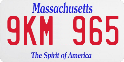 MA license plate 9KM965