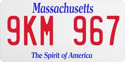 MA license plate 9KM967