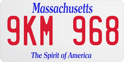 MA license plate 9KM968