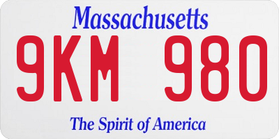 MA license plate 9KM980