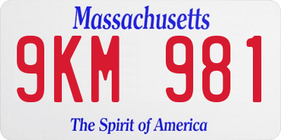 MA license plate 9KM981