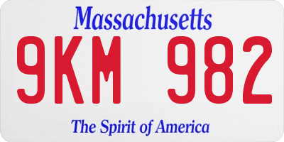 MA license plate 9KM982