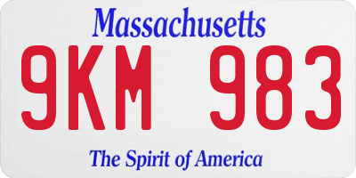 MA license plate 9KM983