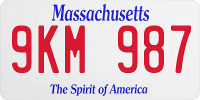 MA license plate 9KM987