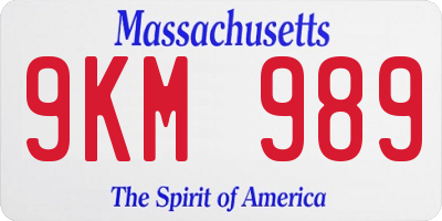 MA license plate 9KM989