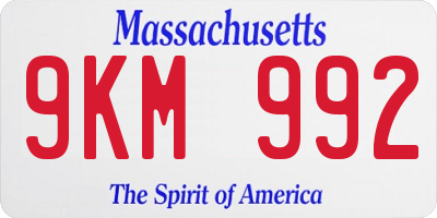 MA license plate 9KM992