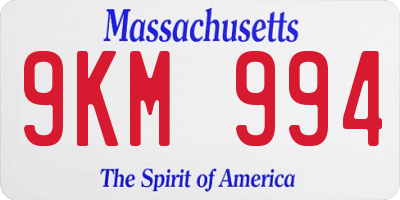 MA license plate 9KM994