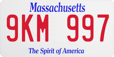 MA license plate 9KM997