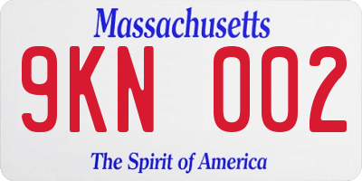 MA license plate 9KN002