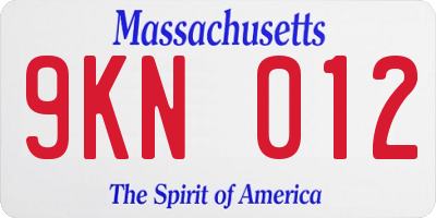 MA license plate 9KN012
