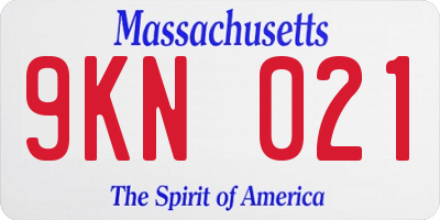 MA license plate 9KN021