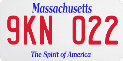 MA license plate 9KN022