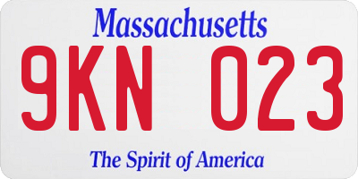 MA license plate 9KN023