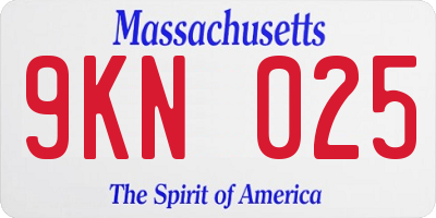 MA license plate 9KN025