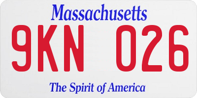 MA license plate 9KN026