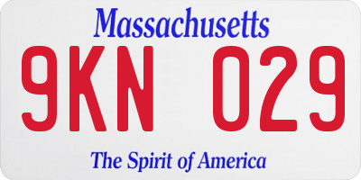 MA license plate 9KN029