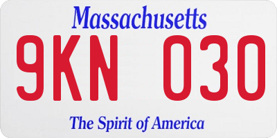 MA license plate 9KN030