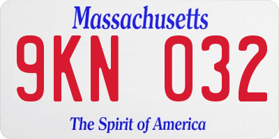 MA license plate 9KN032