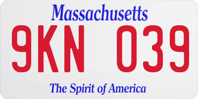 MA license plate 9KN039