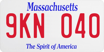 MA license plate 9KN040