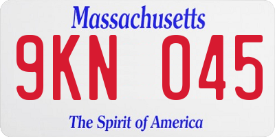 MA license plate 9KN045