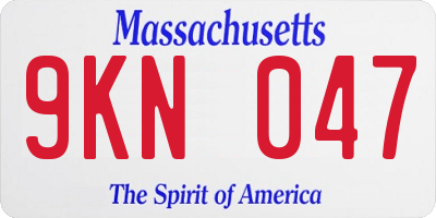 MA license plate 9KN047