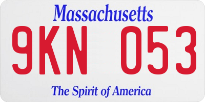 MA license plate 9KN053