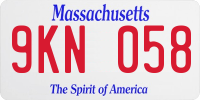 MA license plate 9KN058