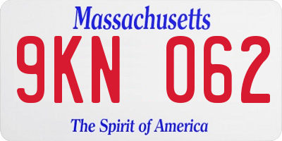 MA license plate 9KN062