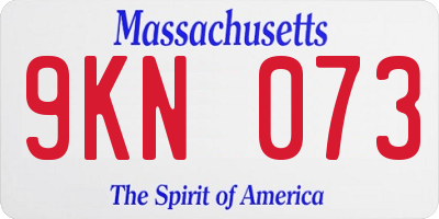 MA license plate 9KN073
