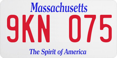 MA license plate 9KN075