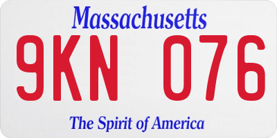 MA license plate 9KN076
