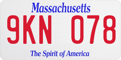 MA license plate 9KN078