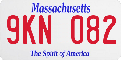 MA license plate 9KN082