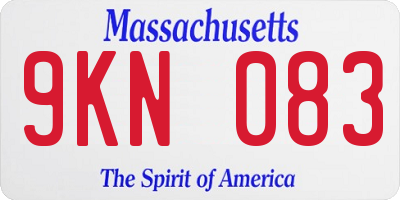 MA license plate 9KN083