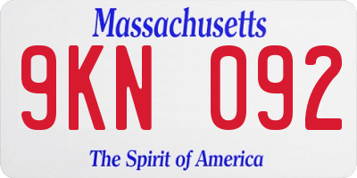 MA license plate 9KN092