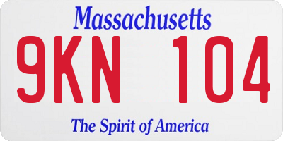 MA license plate 9KN104