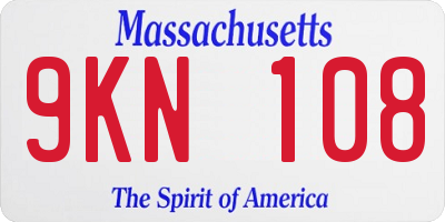 MA license plate 9KN108