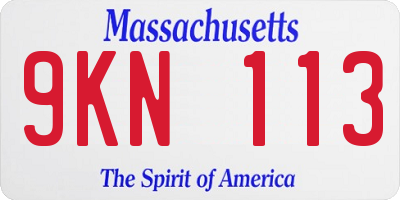 MA license plate 9KN113